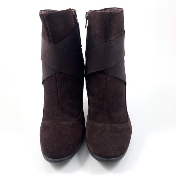 LIBBY EDELMAN brown suede futuristic ankle boots - Picture 4 of 8